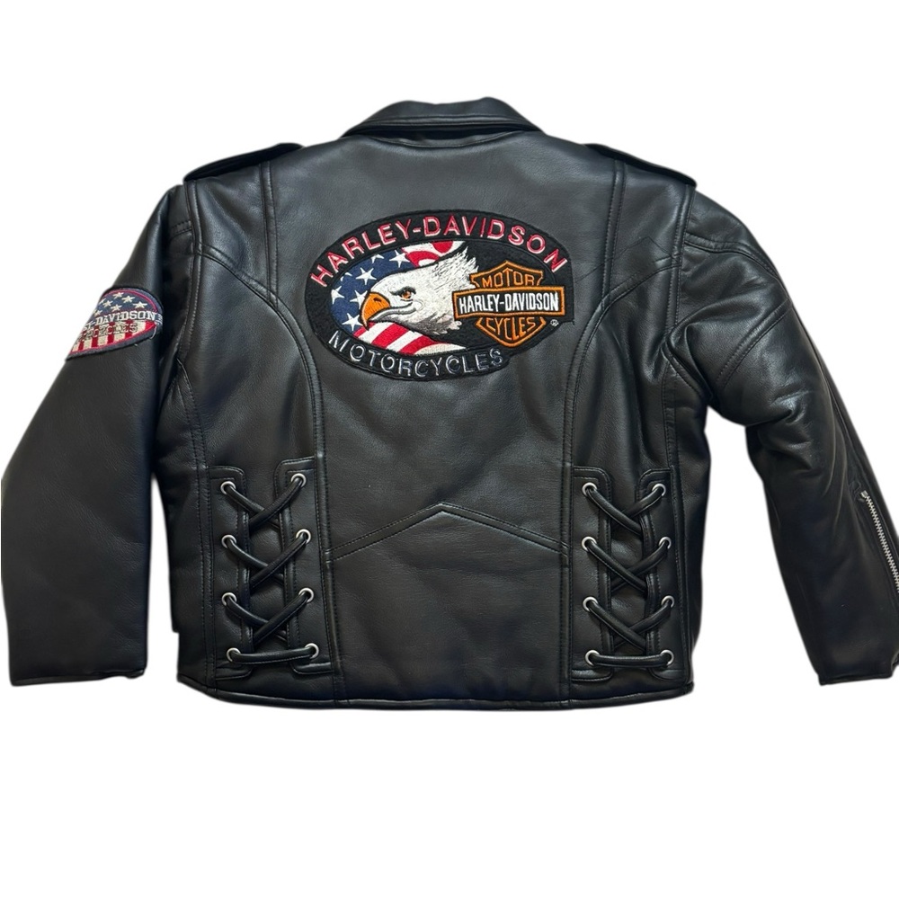 Harley-Davidson Kid’s Black Faux Leather Jacket Size 6 - Picture 6 of 8